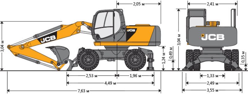 Размеры JCB JS 160W